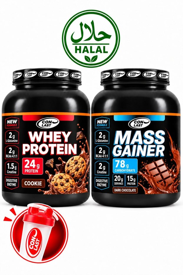 Whey Protein Cookies 2000 Gr / Mass Gainer Chocolate 2000 Gr / Gift Shaker