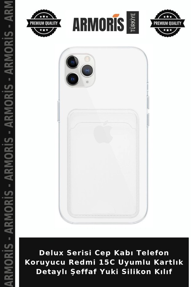 Delux Series Pocket Case Phone Protector Redmi 15C Compatible Card Holder Detailed Transparent Yuki Silicone Case