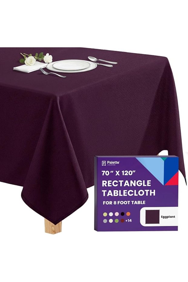 مفرش طاولة مستطيل - 70 × 120 بوصة | مفرش طاولة مستطيل بيج قابل للغسل مصنوع من البوليستر