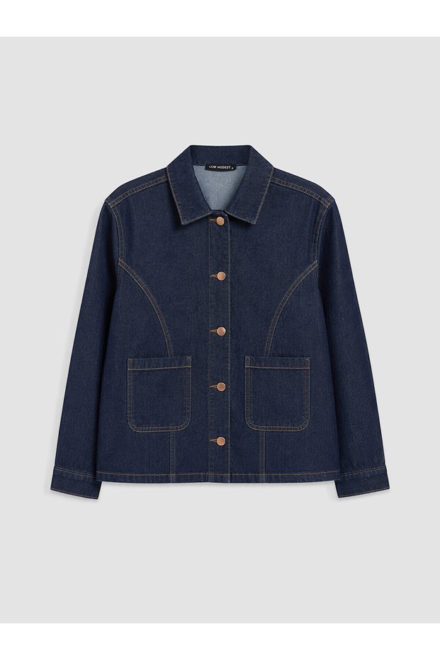 Lcw Modest Indigo Denim Straight Loose & Baggy Women's Jean Jacket with Nevavm Difference