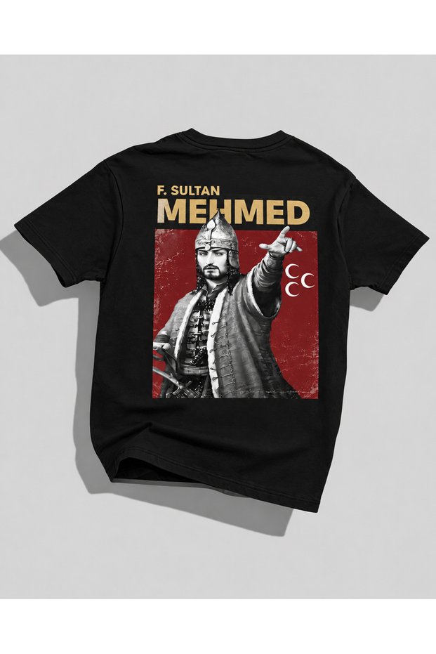 Fatih Sultan Mehmet Printed Unisex T-Shirt – Black and White Oversized T-Shirt
