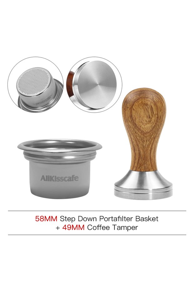 Set Of 49mmTamper HH AliKisscafe 58mm to 49mm Step Down Filter Basket Kit Screen Tamper For Bottomle