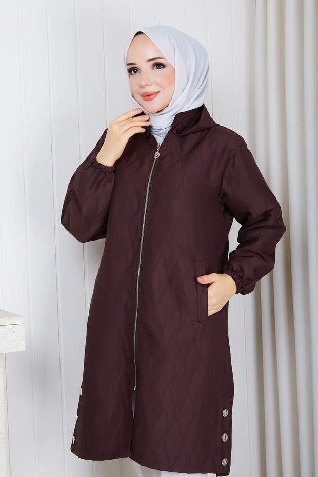 Women's Onion Patterned Pocketed Wear-And-Go Quilted Coat