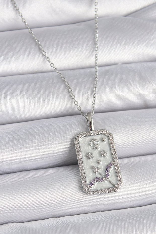 316L Steel Silver Color Chain Sagittarius Zodiac Sign Zircon Stone Women's Necklace
