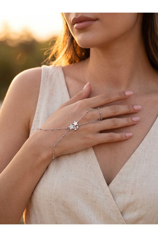 Women's Silver Color Zircon Stone Star Figured Shahmeran Bracelet Stylish Peak Jewelry