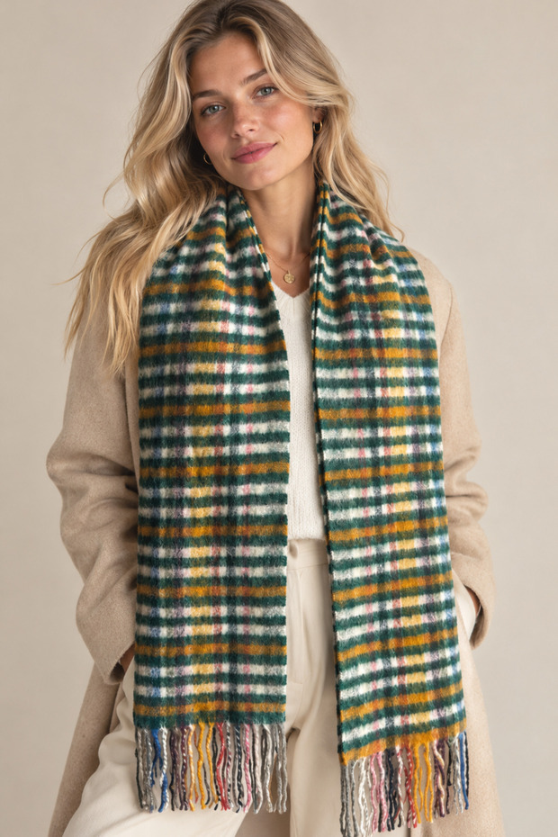 Tasseled Scarf Soft Textured Colorful Fleece - Soft Shawl for Winter Warmth