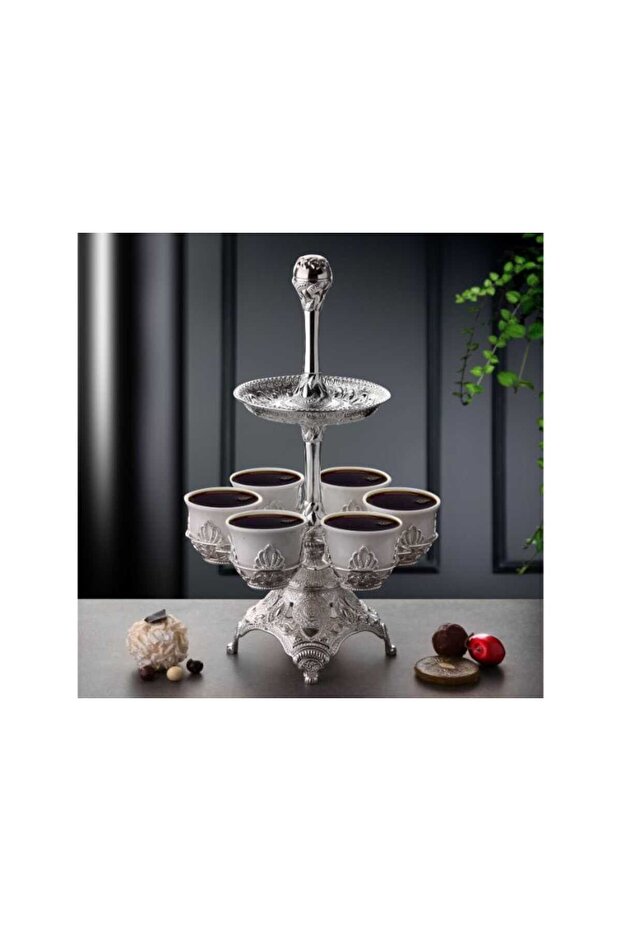Turkish Coffee Cup Set with Hanger Metal Silver – Mirra Model