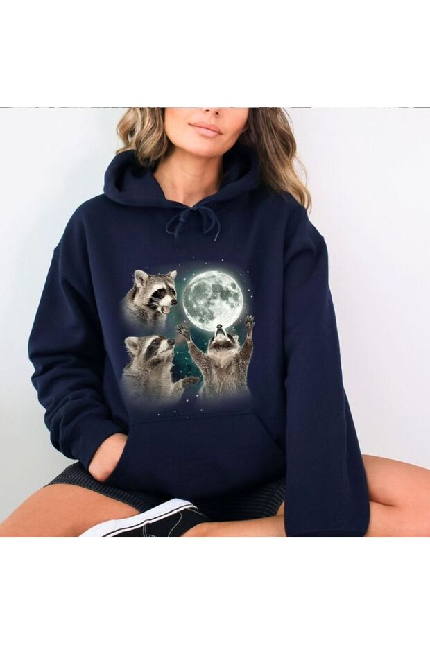 Unisex Navy Blue Casual Cut Hooded Sweatshirt with Inner Lining Warm Hoodie