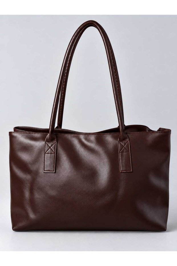 Women's Bitter Brown XL Three-Compartment Business School Shoulder Tote Bag