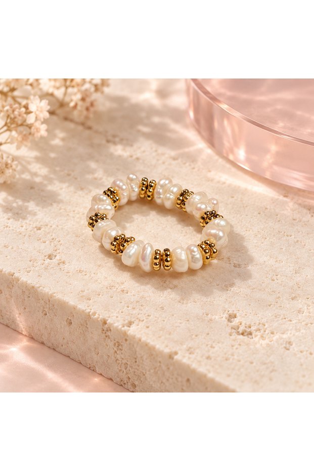 Golden Pearl Rhythm Ring