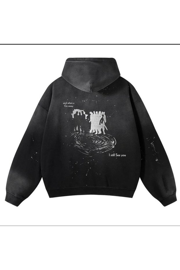 Unisex Anthracite Vintage Washed Oversize Hooded Sweatshirt Streetwear Hoodie