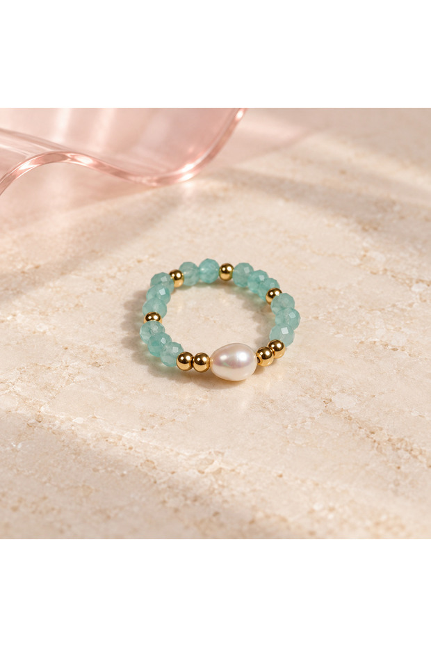 Aqua Pearl Spark Ring