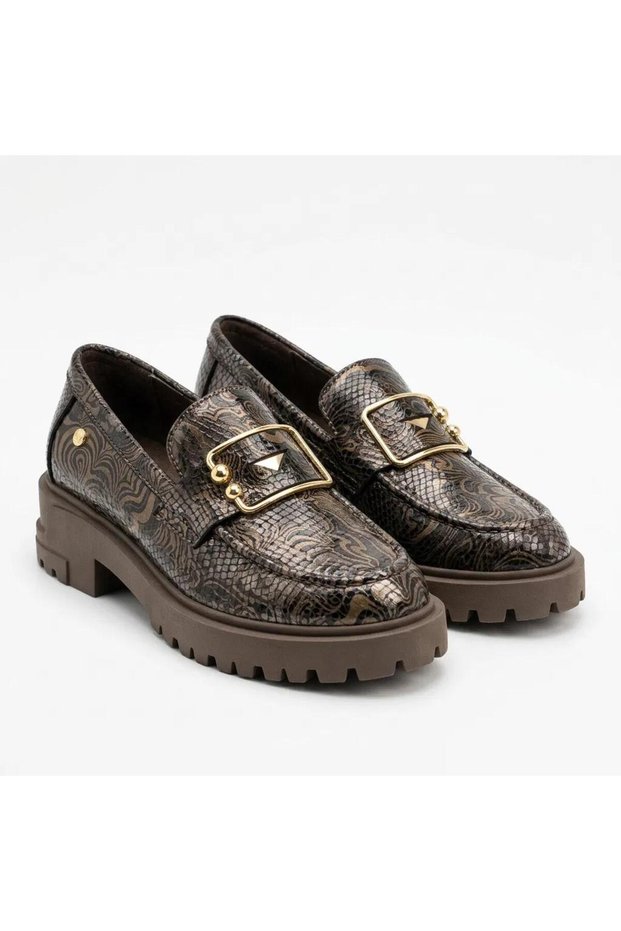 3215 Coffee Print Women's Loafer Shoes