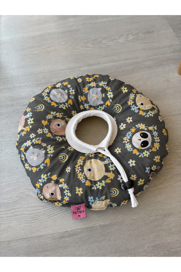 Cat-Dog Neck Collar-Protective Elizabeth Collar Operation Neck Collar-Cat Neck Pillow (Gray Heads)