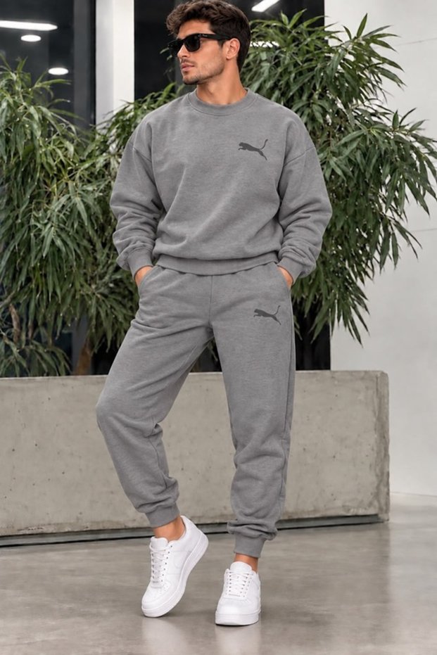 Fume Panter Unisex Printed Sweatshirt and Sweatpants Oversize Premium Set,,,,,,