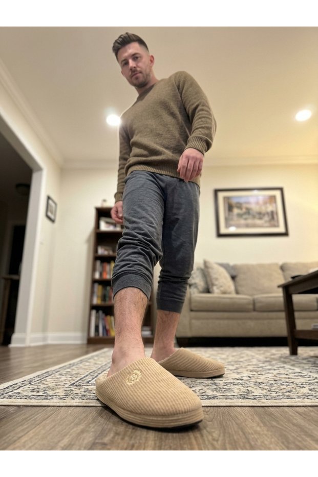 Konay 0005 Men's Home Slippers with Puffs
