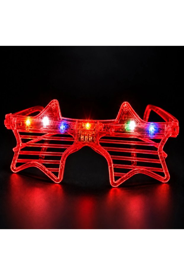 نظارات حفلات على شكل نجمة مع أضواء LED حمراء (5047)