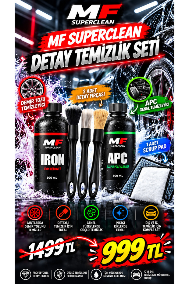 Detailed Cleaning Set (Wheels - Plastic - Flooring) Set of 4