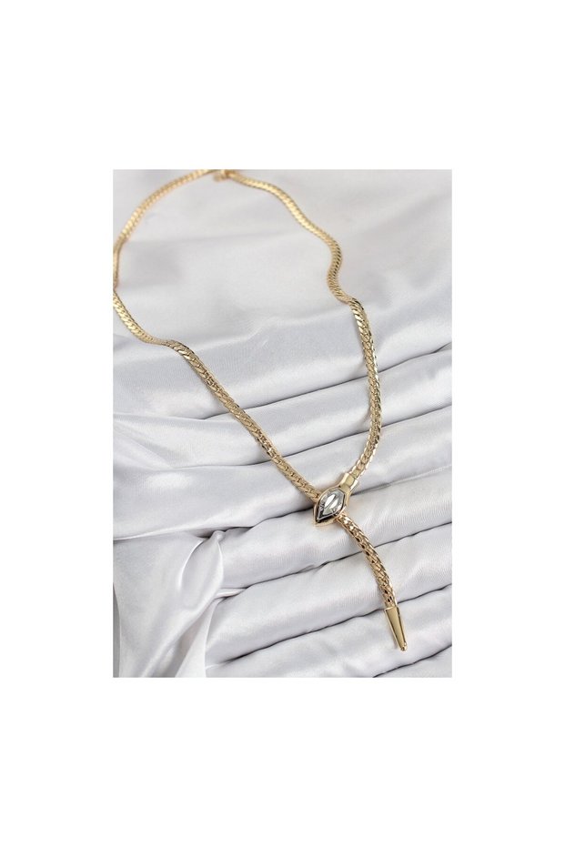Brass Elevator Snake Model Gold Color Women's Necklace