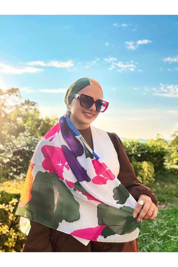 Pallet Pattern Bamboo Scarf White Green | Inspired by Nature