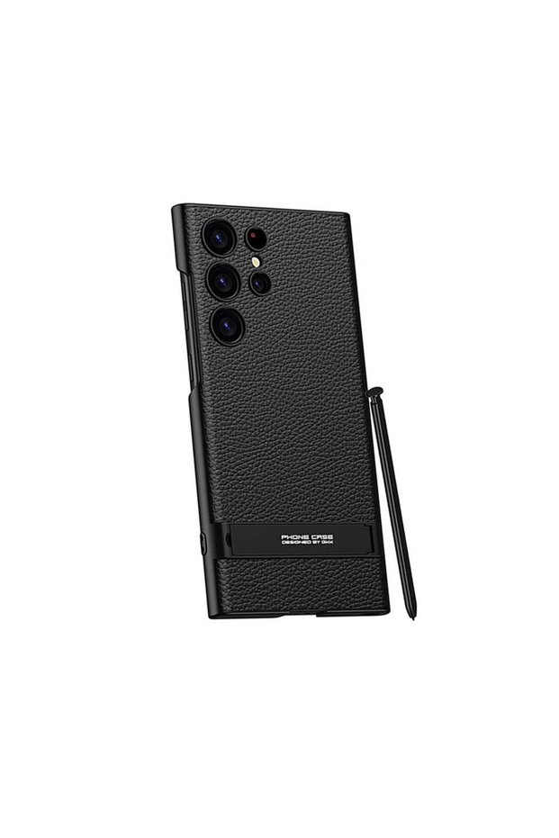 Galaxy S24 Ultra Case Senk Camera Protected Leather Vertical Stand Ays Case