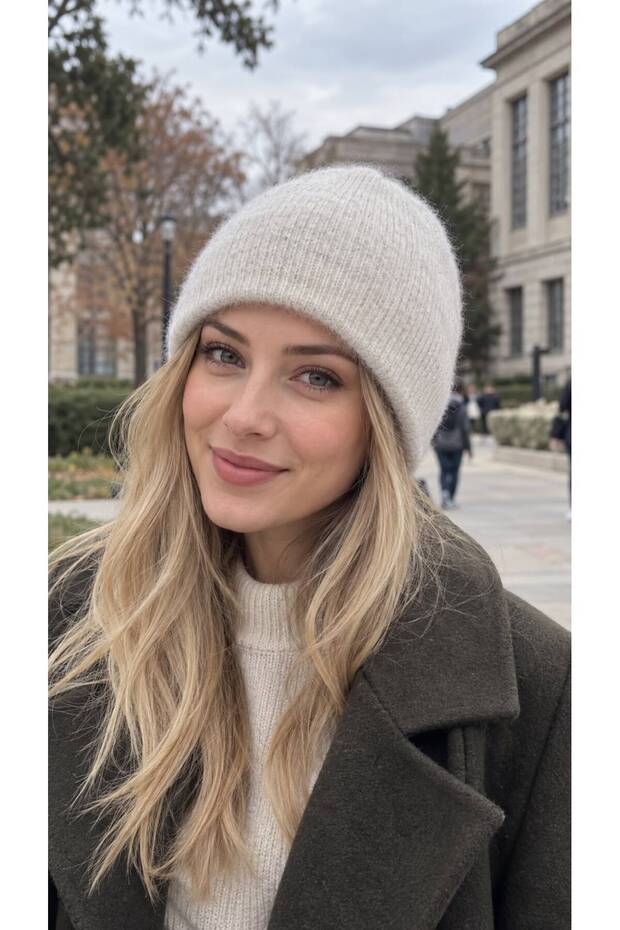 Beige Soft Textured Knitwear Women's Beanie