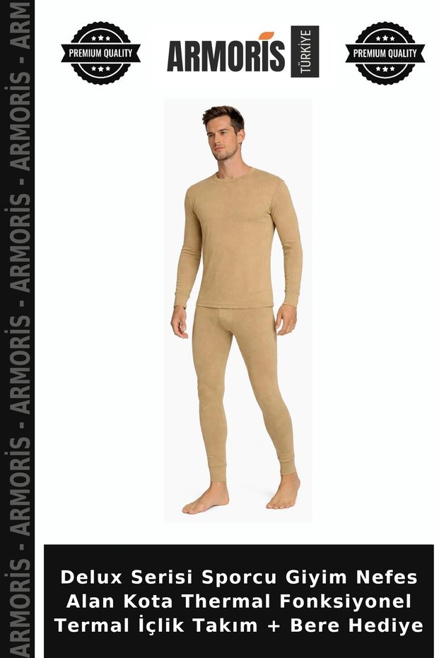 Delux Series Sports Clothing Breathable Kota Thermal Functional Thermal Underwear Set + Beanie Gift
