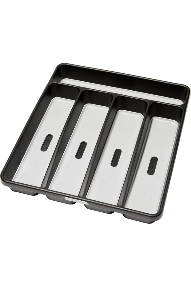 Classic 5 Compartment Silverware Tray with Soft Grip, Carbon