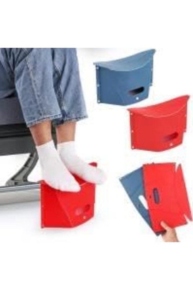 Foldable Portable Outdoor Stool,Lightweight Mini Folding Travel Seat for Camping,Picnic,Fishing and Subway,Blue and Red