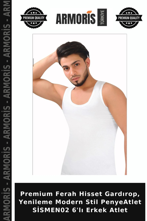 Premium Fresh Feeling Wardrobe, Renewal Modern Style Combed Cotton Undershirts Si̇smen02 6-Piece Men's Undershirts