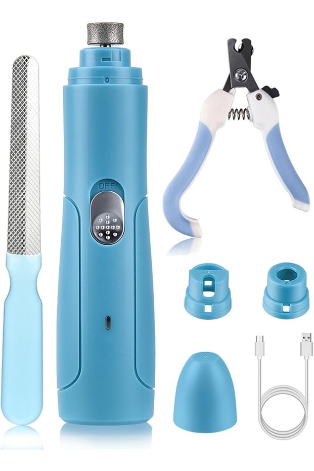 Electric Dog and Cat Nail Grinder,USB Rechargeable Pet Nail Sharpener with 4 Grinding Sizes,Blue