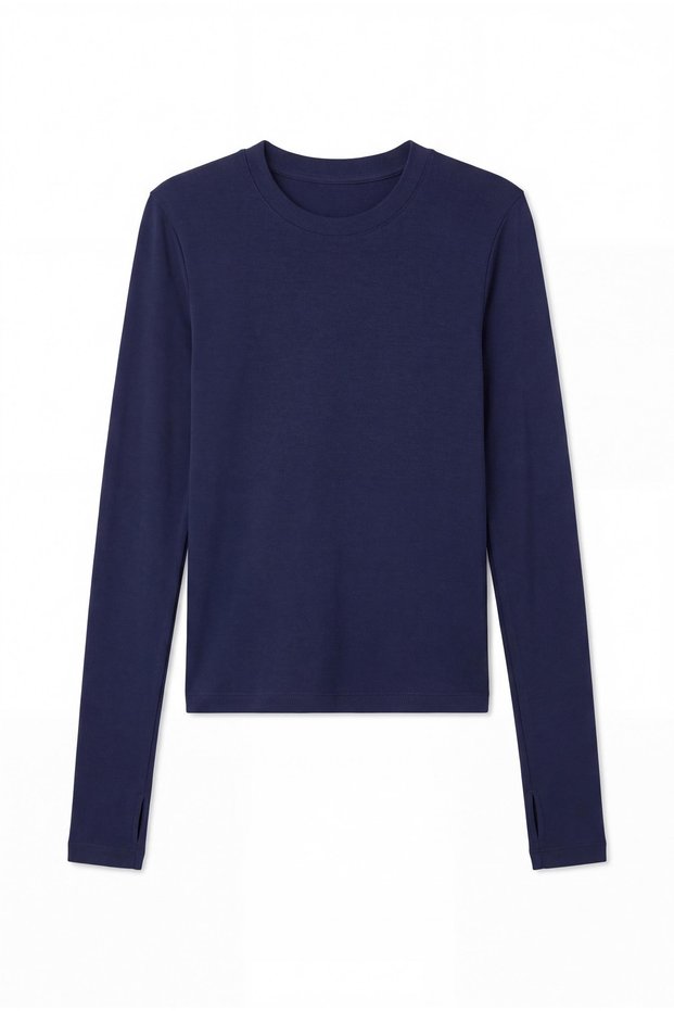Long Sleeve Fingerless Basic Badi with Crew Neck