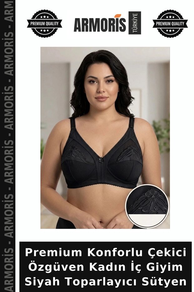 Premium Comfortable Attractive Confidence Women's Underwear Black Gathering Bra