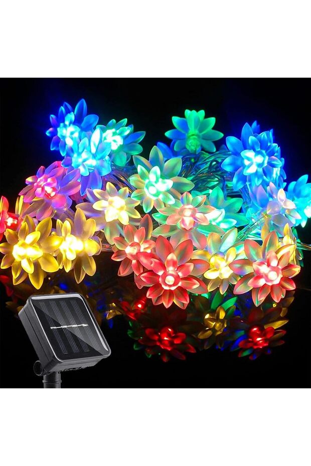 Solar Flower String Lights,23FT 50 LED Waterproof Outdoor Fairy Lights for Garden,Patio,and Yard Decoration,Multi-Colored