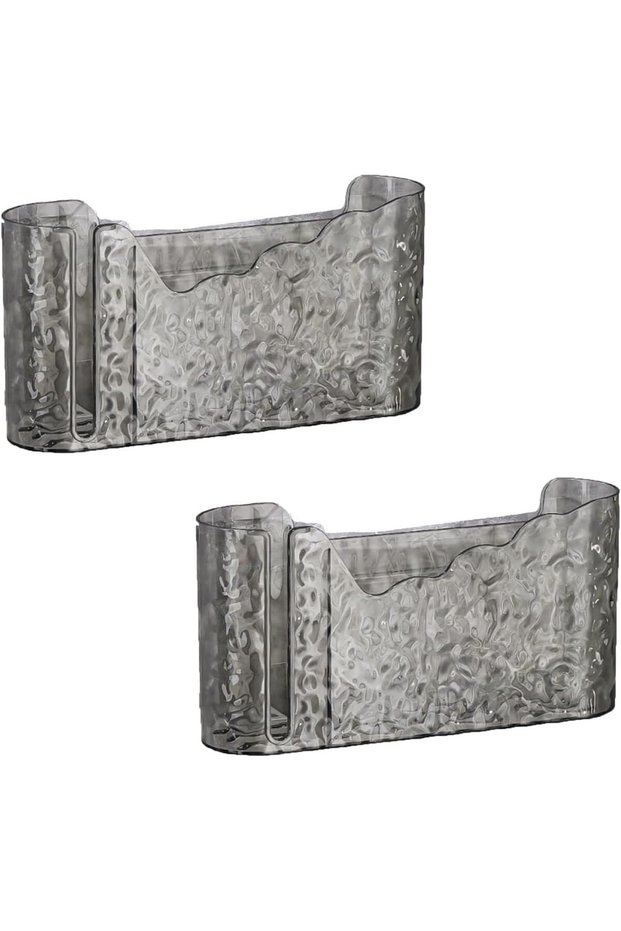 2 Pcs Trash Bag Dispenser,Wall-Mounted Garbage Bag Holder,Hanging Storage Organizer,Gray