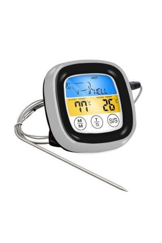 LED Wireless BBQ Thermometer Black/Silver 19x9x3cm