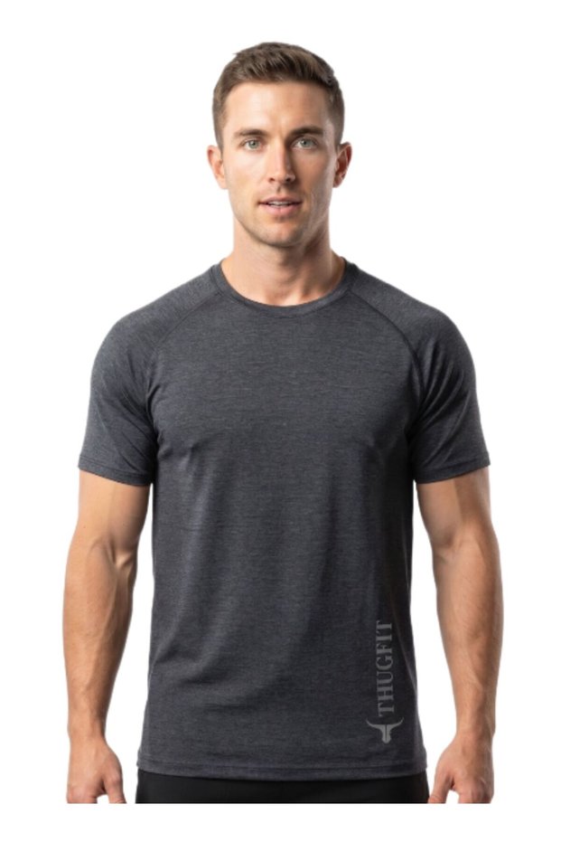 CoreComfort Essential MenS Grey T-Shirt-L-Charcoal Black