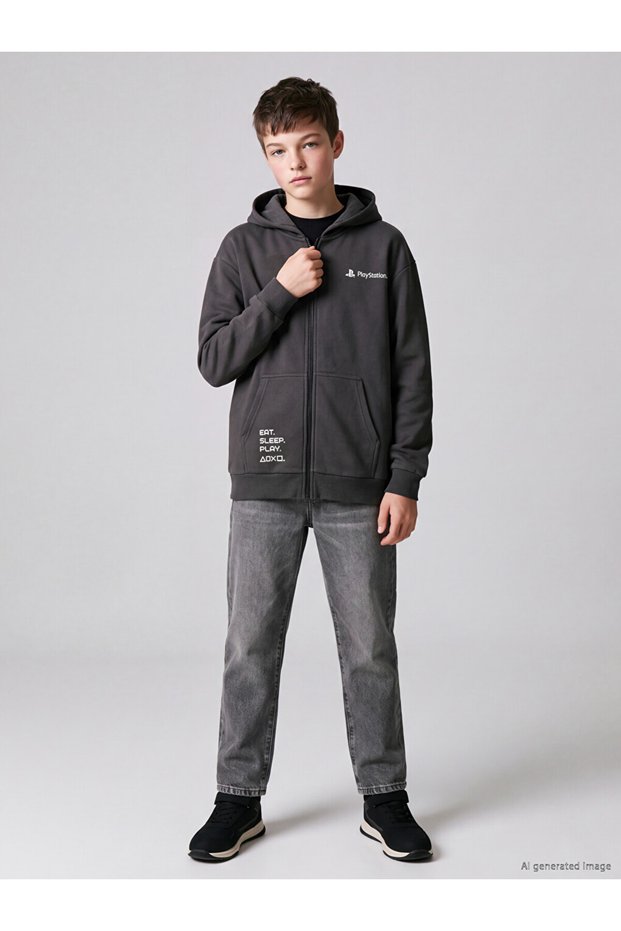 I Thick Playstation Printed Boys' Zipper Sweatshirt from Freezen Store