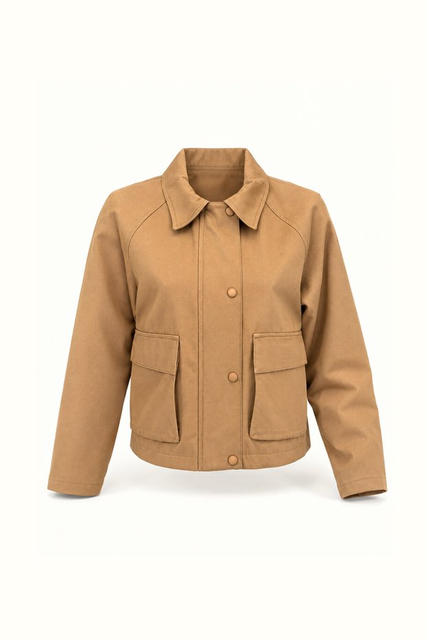 Flap Pocket Detail Back Pleated Camel Trench Coat