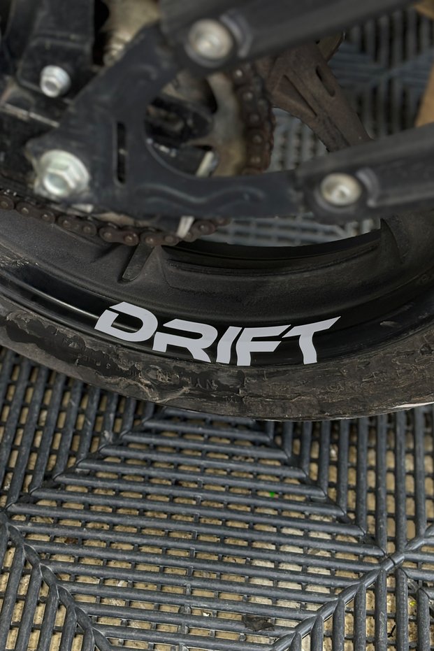 In-Wheel Drift Lettering Sticker for Mondial Drift-L (4 Pieces)