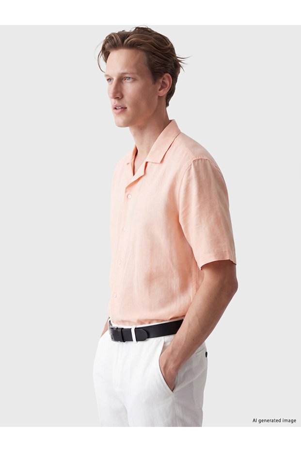 Rmz Gi̇yi̇m Farki̇yla Loose Fit Linen Blend Men's Shirt