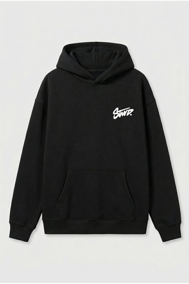 Unisex Black Three Thread Custom Mini Signature Sweatshirt Cotton Hoodie