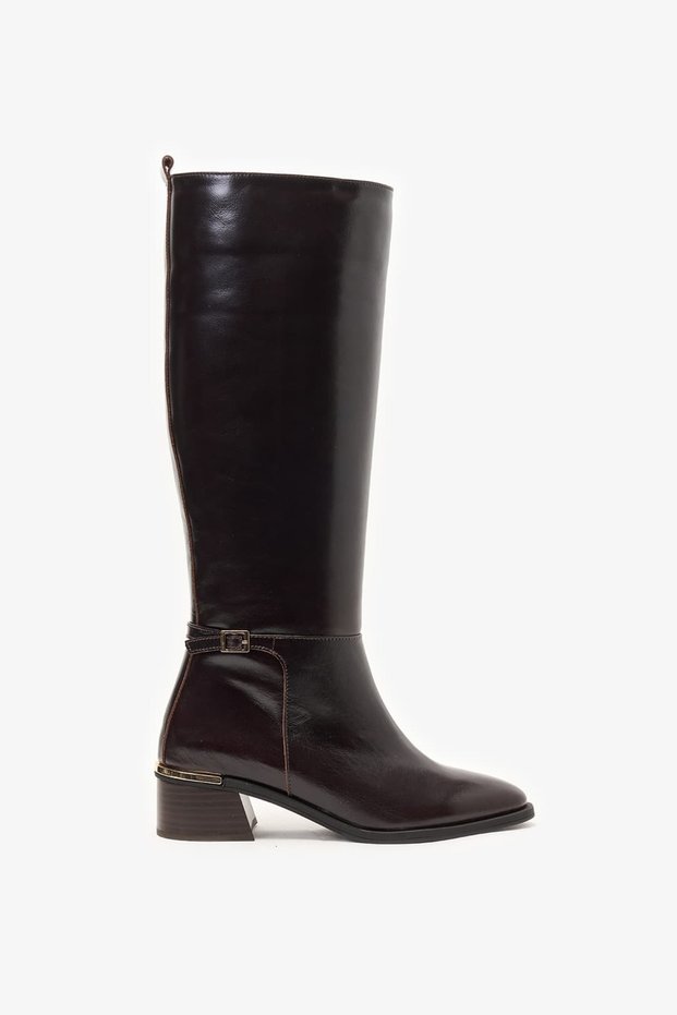 Clove Brown Shiny Leather Heeled Boots