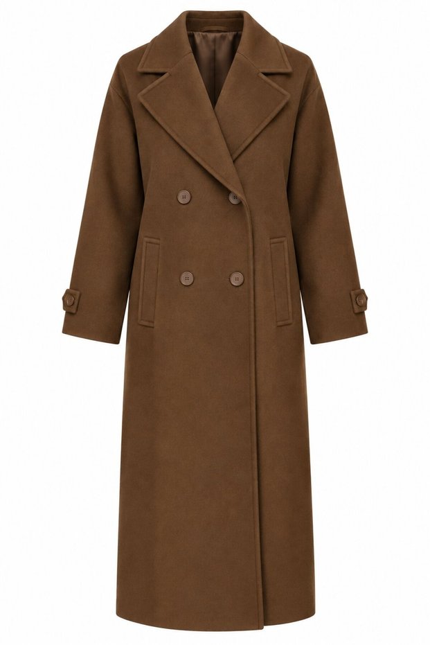 Taba Double-Breasted Collar Cashmere Coat - 9678