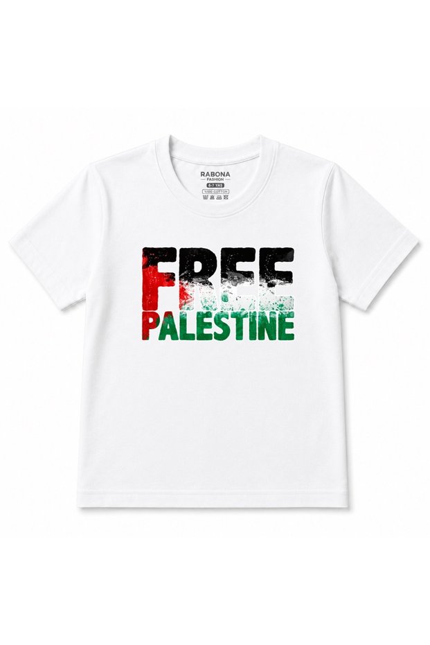 Free Palestine Freedom & Solidarity Flag Kids Graphic T-Shirt