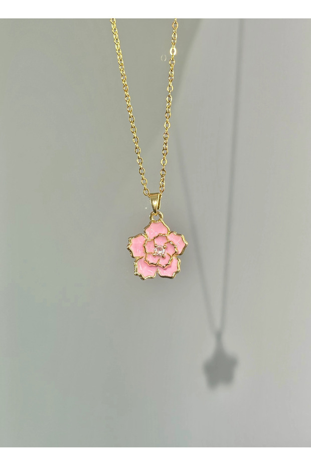 Steel Pink Camellia Necklace
