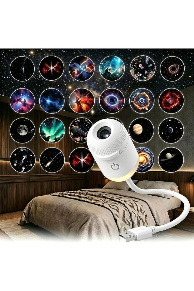 MZDT 2-in-1 Galaxy night light Projector HD Smart Dynamic 5D Holographic Night Light Projector | Plug and Play, USB Portable, Adjustable Brightness, Mini Projector for Bedroom Ceiling (24 Pack)