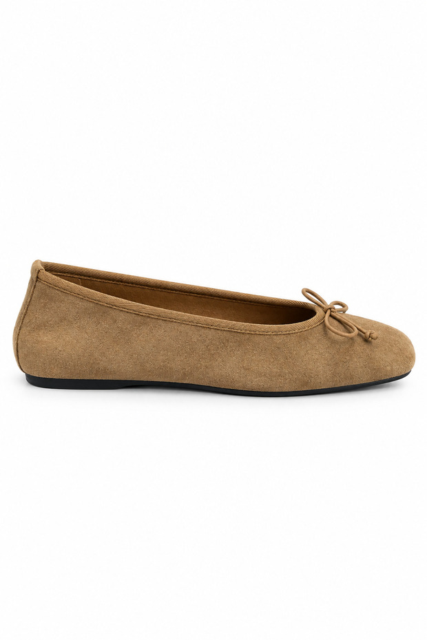 Melisse Rome Beige Suede Hidden Heel Genuine Leather Ballerinas