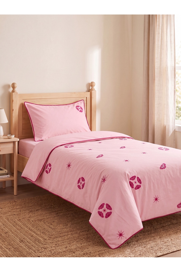 Mariposa 3 Piece 100% Cotton Embroidered Single Duvet Cover Set