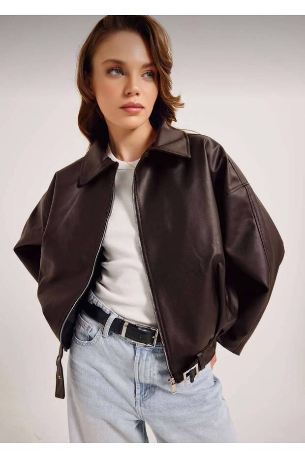Kadın Oversize Deri Ceket